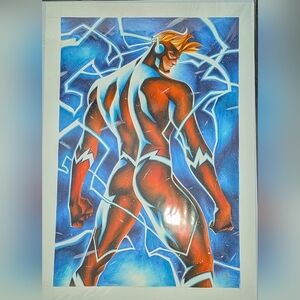 Thony Silas Large DC Comics The Flash Sexy Original Art Drawing 16.5 x 23.5 in